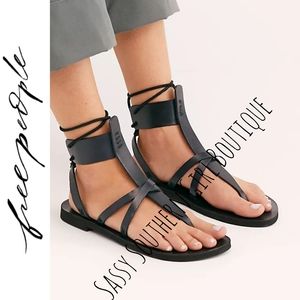 🆕⭐ FREE PEOPLE black leather ankle strap sandals
